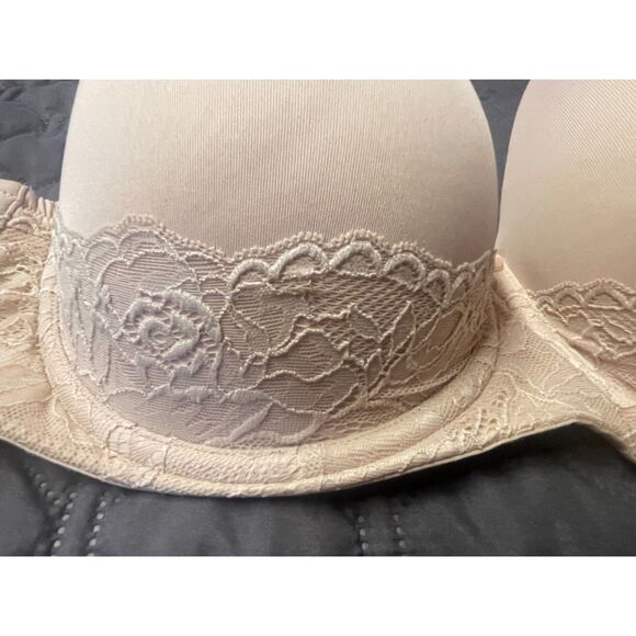 Torrid Curve Push-Up Strapless Bra- Plus Sz 42DD Beige Lace Padded Underwire Bra - Picture 2 of 13